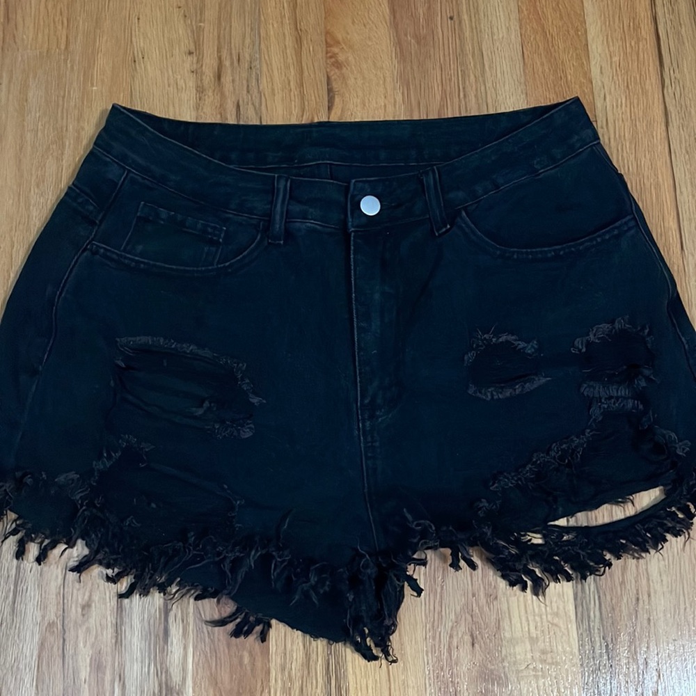 Shein black denim short 0XL